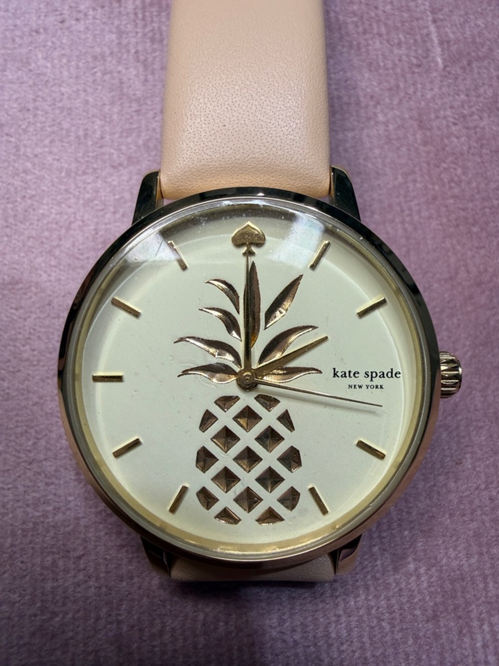 kate spade blush and gold pineapple dial watch